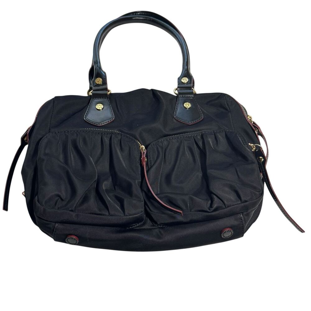 MZ Wallace Paige Nylon Black with Leather Trim Shoulder Bag Purse Handbag